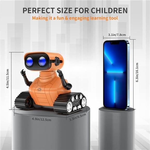 Remote Control Robot Toys for Kids, Dancing Singing Music LED Eyes, (Orange) - Picture 7 of 7